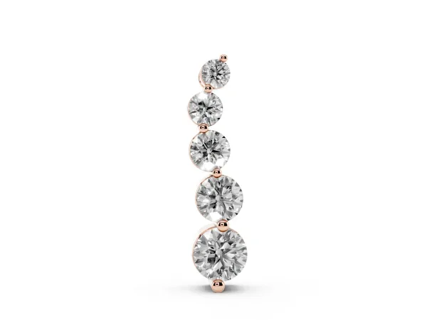 Graduated Round Diamond Prong Set Pendant Rose gold