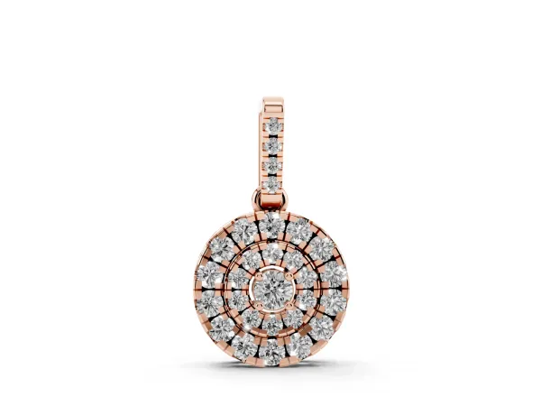 Round Double Halo Diamond Pendant with Pavé Setting Rose gold