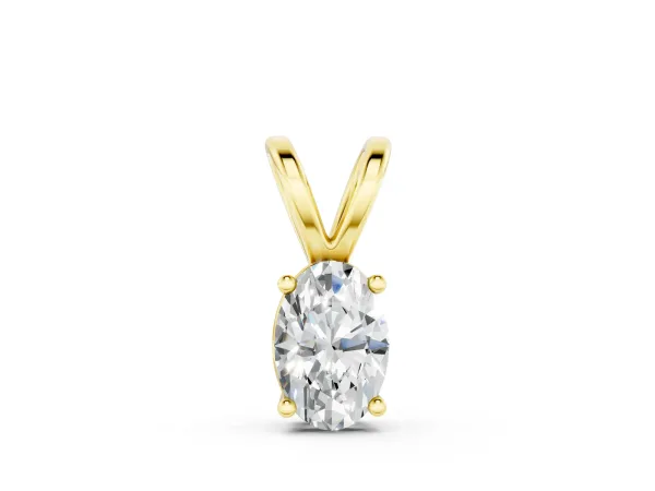 Oval Solitaire Diamond Prong Pendant Yellow gold