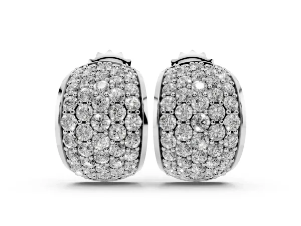 Pavé Round Diamond Huggie Earrings with Prong Setting White gold