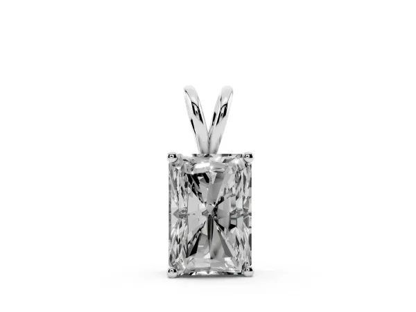 Radiant Diamond Solitaire Pendant with Four Prong Setting Silver
