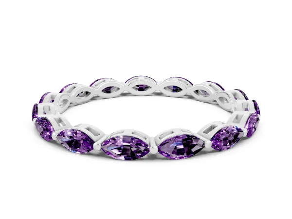 Marquise Amethyst Eternity Band with U-Prong Setting Platinum