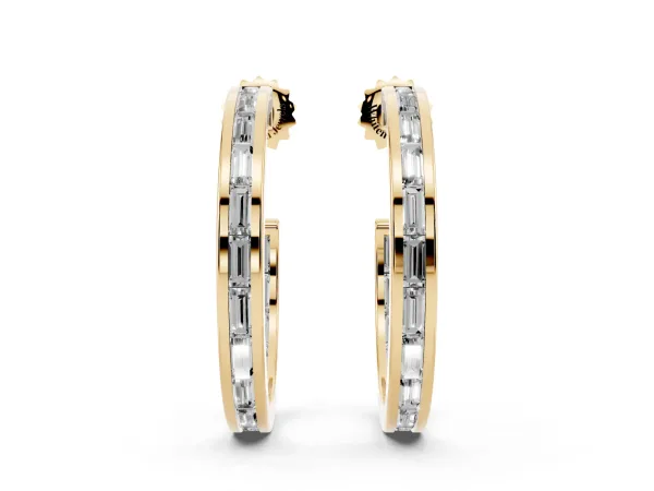 Baguette Diamond Channel-Set Inside-Out Hoop Earrings Yellow gold