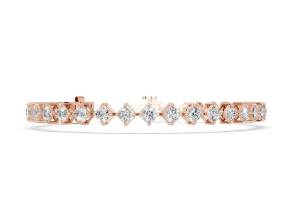 Princess Cut Diamond Tennis Bracelet with Square Prong Setting Rose gold