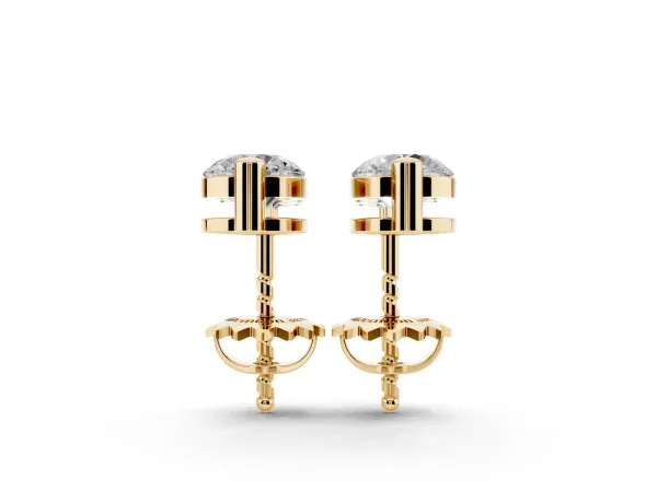 Three-Stone Round Diamond Drop Earrings with Prong Setting on White Gold Yellow gold