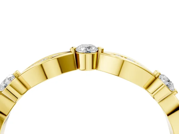 Marquise and Round Diamond Milgrain Band with Bezel Setting Yellow gold