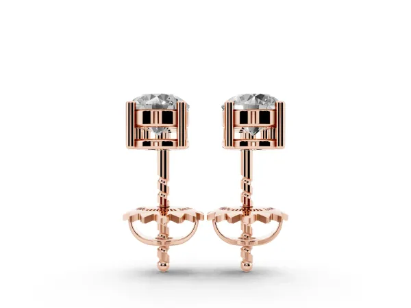 Three-Stone Round Diamond Prong-Set Drop Earrings Rose gold