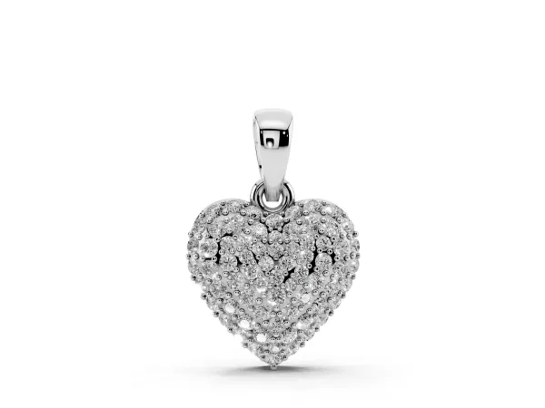 Heart Diamond Pendant with Pavé Setting Silver