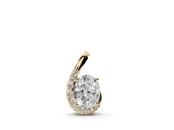 Round Diamond Swirl Pendant with Prong Setting Yellow gold