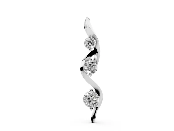 Three-Stone Round Prong-Set Swirl Pendant Silver