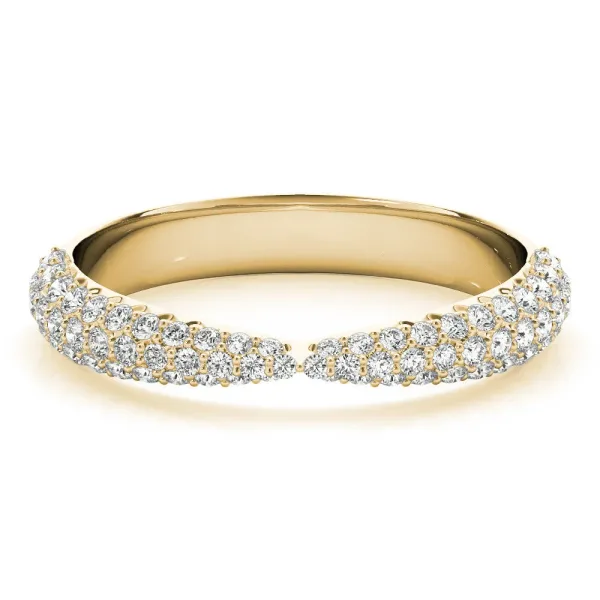 Pavé Round Diamond Twist Band with Micro Prong Setting Yellow gold