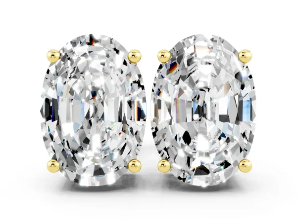 Oval Cut Moissanite Stud Earrings Yellow gold