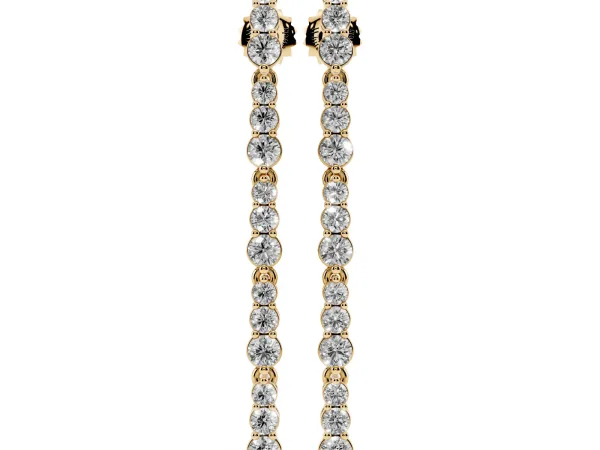 Round Diamond Graduated Dangle Earrings Yellow gold