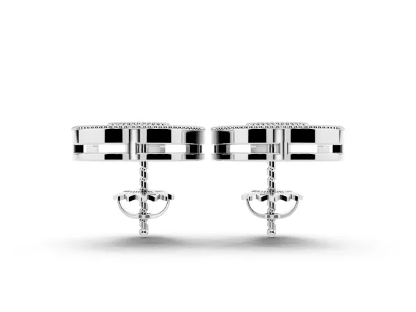 Pavé Pear-Shaped Halo Stud Earrings with Milgrain Detailing White gold