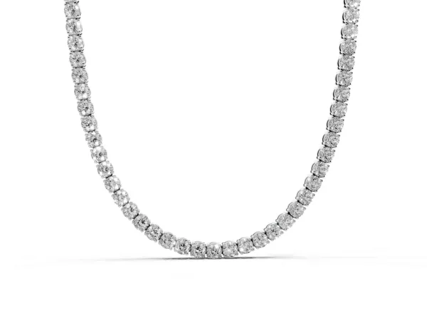 Round Diamond Tennis Necklace with Four-Prong Setting White gold