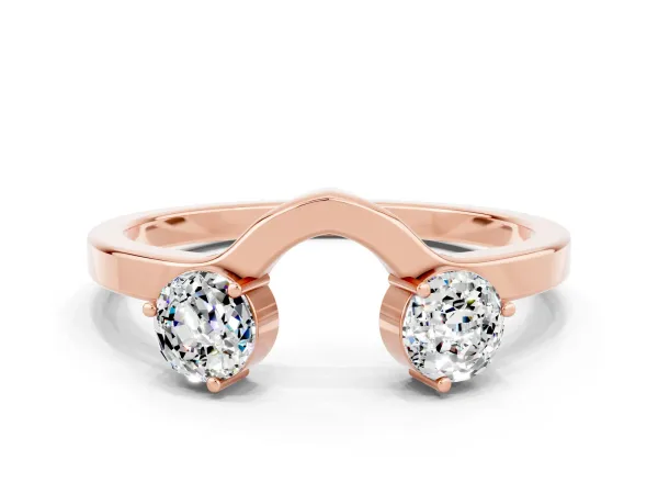 Dual Round Moissanite Open Band Ring with Prong Setting Rose gold