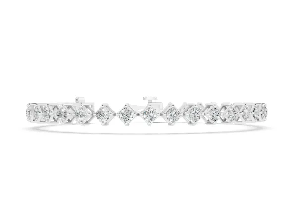 Princess Cut Diamond Tennis Bracelet with Square Prong Setting Silver
