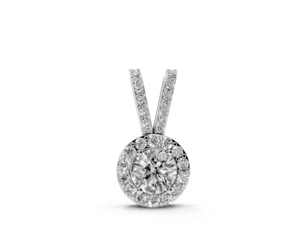 Round Halo Pendant with Prong Setting Silver