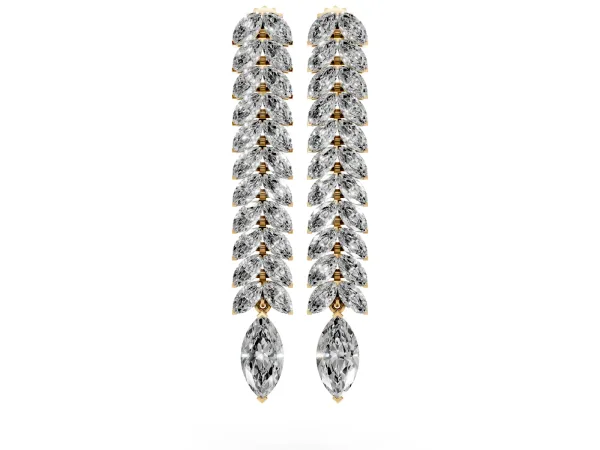 Marquise Diamond Double Row Dangle Earrings Yellow gold