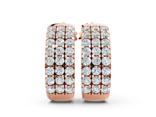 Pavé Round Diamond Hoop Earrings with Four-Prong Setting Rose gold