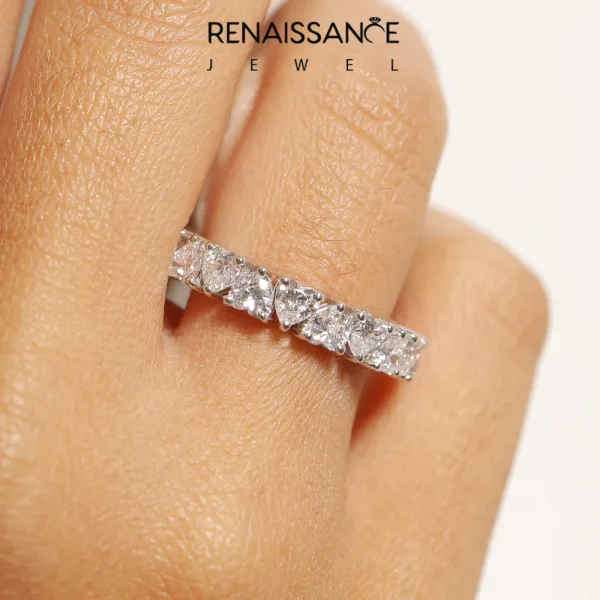 Heart Cut Eternity Band with Shared Prong Setting White gold