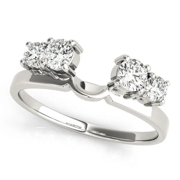 Four-Stone Round Diamond Open Band with Prong Setting Platinum