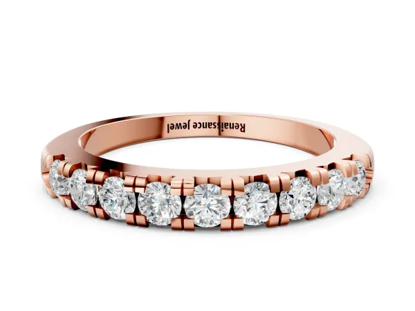 Round Diamond Half-Eternity Prong Set Band Rose gold