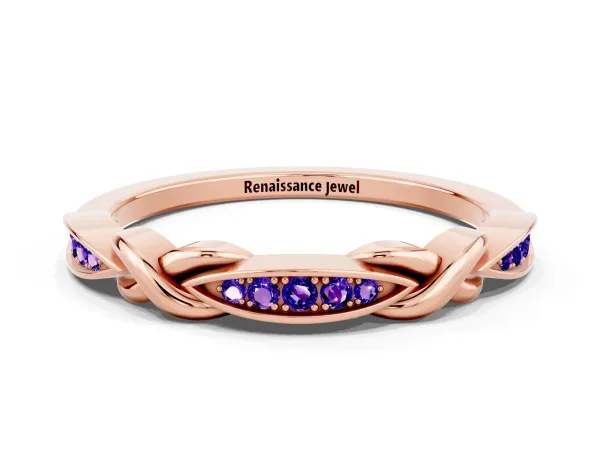 Twisted Marquise Tanzanite Pavé Band with Shared Prong Setting Rose gold