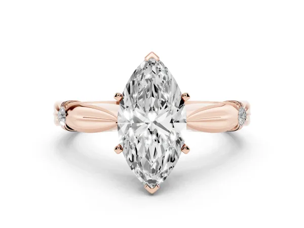 Marquise Cut Solitaire Diamond Twisted Band with Four-Prong Setting Rose gold