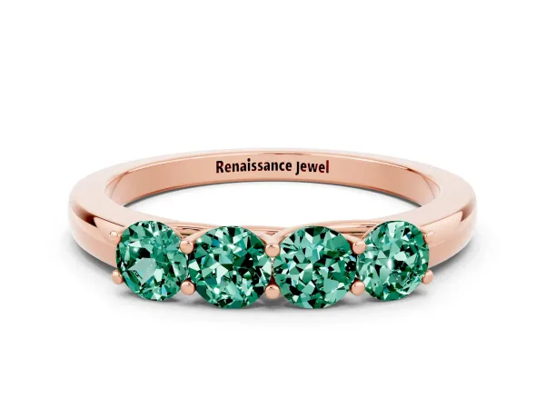 Four-Stone Round Green Sapphire Prong-Set Band Rose gold