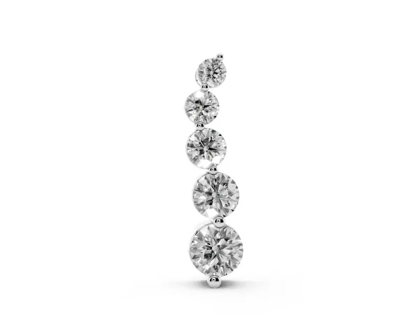 Graduated Round Diamond Prong Set Pendant Silver