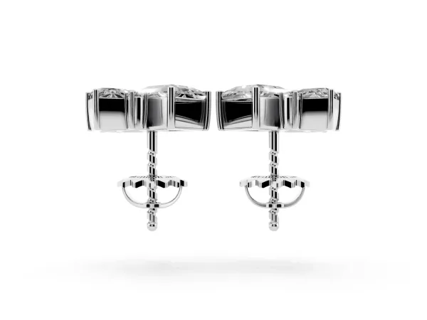 Baguette and Princess Diamond Mosaic Abstract Stud Earrings Platinum