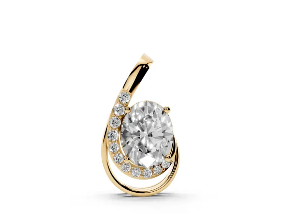 Round Diamond Prong Set Swirl Pendant Yellow gold