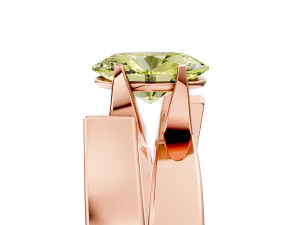 Fancy Yellow Modern Tension Set Oval Cut Diamond Solitaire Wide Band Ring Rose gold