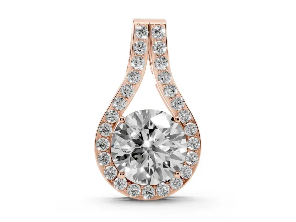 Round Halo Prong Set Pendant Rose gold