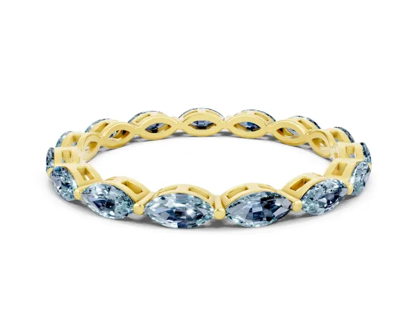 Marquise Aquamarine Eternity Band with U-Prong Setting Yellow gold