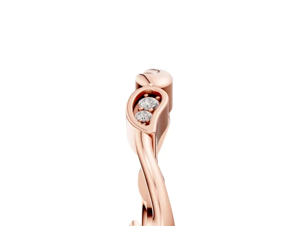 Marquise Diamond Leaf Twist Eternity Band with Bezel Setting Rose gold