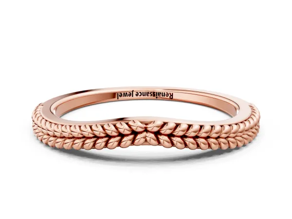 Braided Milgrain White Gold Contour Band Rose gold