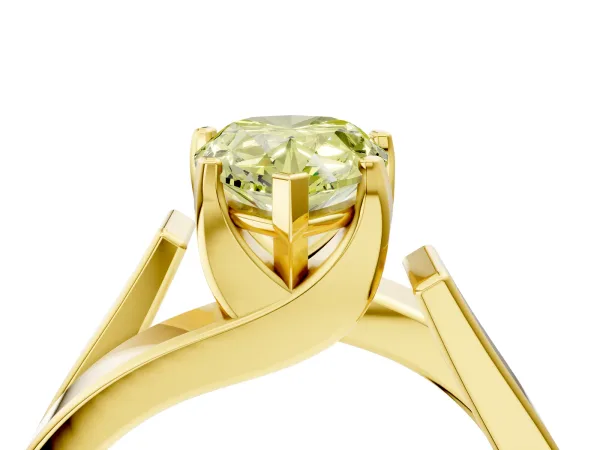 Fancy Yellow Modern Tension Set Pear Cut Diamond Solitaire Wide Band Ring Yellow gold