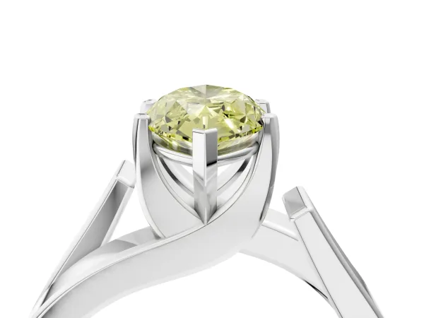 Fancy Yellow Modern Tension Set Marquise Cut Diamond Solitaire Wide Band Ring Platinum