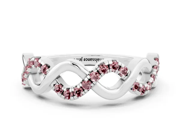 Twist Infinity Round Morganite Band with Pavé Setting Platinum