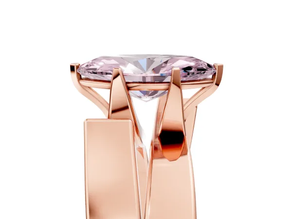 Fancy Pink Modern Tension Set Marquise Cut Diamond Solitaire Wide Band Ring Rose gold