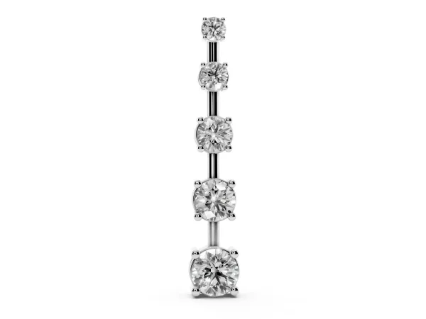 Vertical Bar Pendant with Round Brilliant Diamonds in Prong Setting White gold