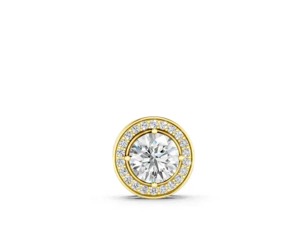 Halo Round Diamond Four-Prong Pendant Yellow gold