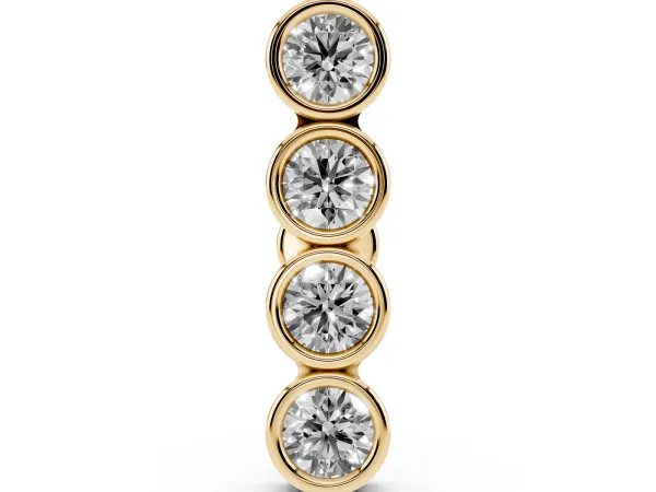 Round Diamond Row Flatback Earring Yellow gold