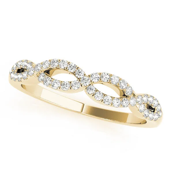 Infinity Twist Diamond Pavé Band with Round Stones and Prong Setting Yellow gold