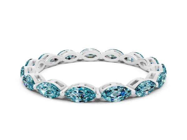 Marquise Blue Topaz Eternity Band with U-Prong Setting Platinum