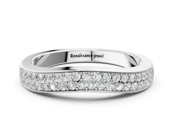 Pavé Round Diamond Contour Band White gold