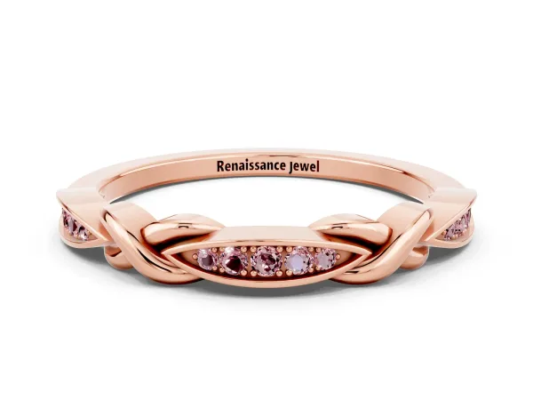 Twisted Marquise Morganite Pavé Band with Shared Prong Setting Rose gold