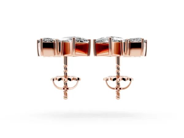 Baguette and Princess Diamond Mosaic Abstract Stud Earrings Rose gold